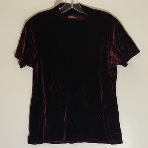 Kathy Ireland Shirt Womens Large Red Velvet Short Sleeve Crew Neck Top Stretch